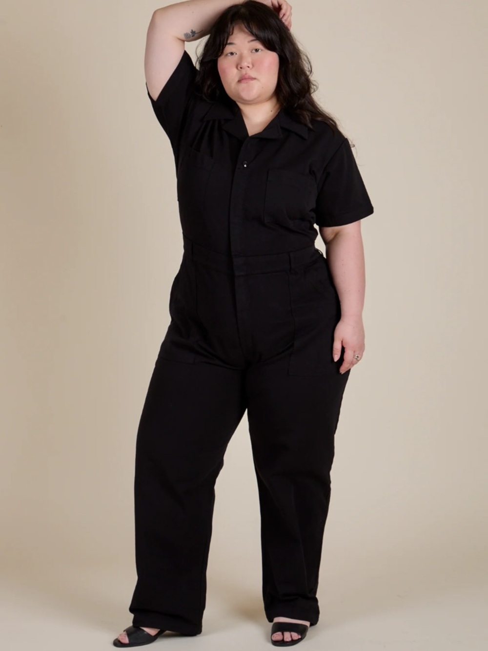 Big Bud Press Basic Black Short Sleeve Jumpsuit size 1X